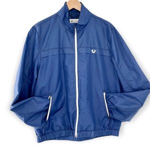True Religion windbreaker Unisex size large blue